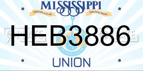 HEB3886 Mississippi License Plate