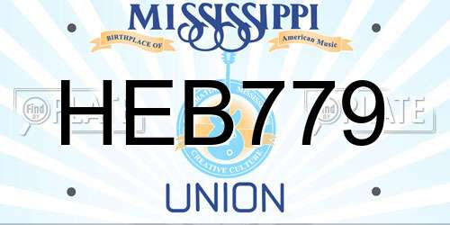 HEB779 Mississippi License Plate