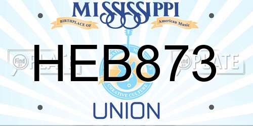 HEB873 Mississippi License Plate