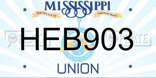 HEB903 Mississippi License Plate