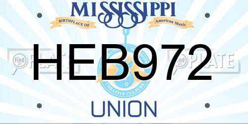 HEB972 Mississippi License Plate
