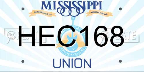HEC168 Mississippi License Plate