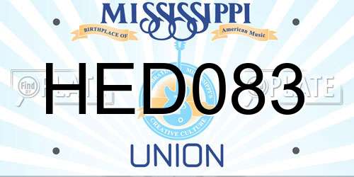 HED083 Mississippi License Plate
