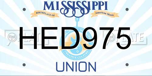 HED975 Mississippi License Plate