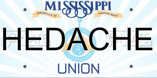 HEDACHE Mississippi License Plate