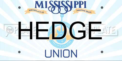 HEDGE Mississippi License Plate