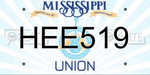 HEE519 Mississippi License Plate
