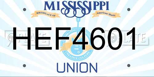 HEF4601 Mississippi License Plate