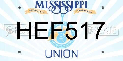 HEF517 Mississippi License Plate