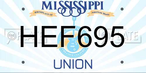 HEF695 Mississippi License Plate
