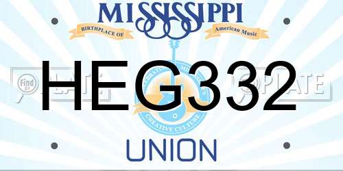 HEG332 Mississippi License Plate