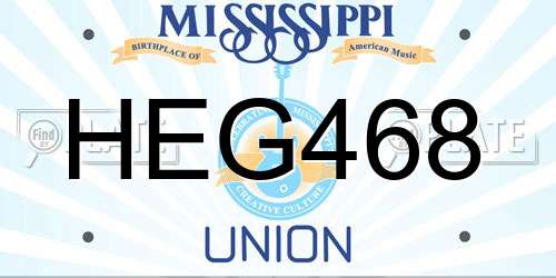 HEG468 Mississippi License Plate
