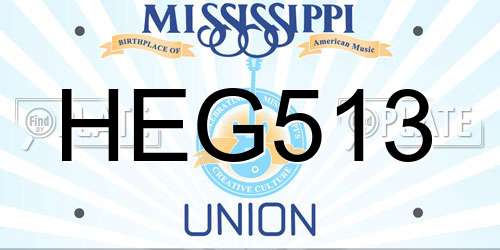 HEG513 Mississippi License Plate