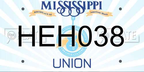HEH038 Mississippi License Plate
