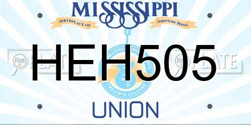 HEH505 Mississippi License Plate