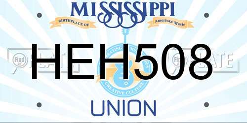 HEH508 Mississippi License Plate