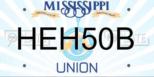HEH50B Mississippi License Plate