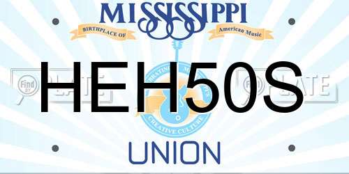 HEH50S Mississippi License Plate