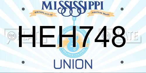 HEH748 Mississippi License Plate