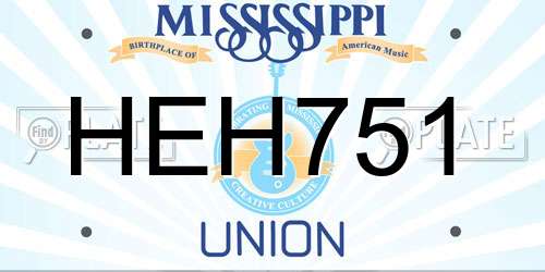 HEH751 Mississippi License Plate