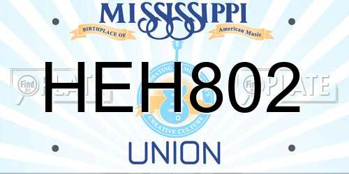 HEH802 Mississippi License Plate