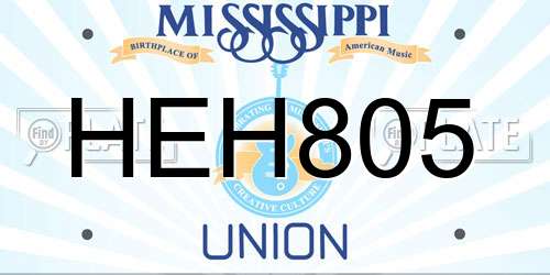 HEH805 Mississippi License Plate