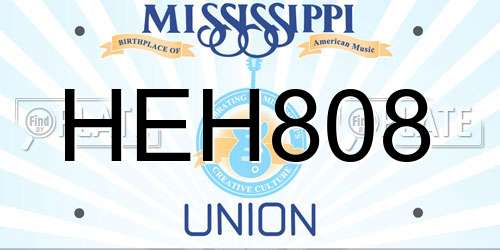 HEH808 Mississippi License Plate