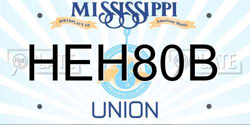 HEH80B Mississippi License Plate