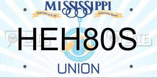 HEH80S Mississippi License Plate