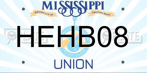 HEHB08 Mississippi License Plate