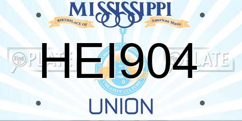 HEI904 Mississippi License Plate