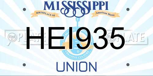 HEI935 Mississippi License Plate