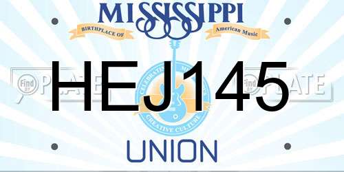 HEJ145 Mississippi License Plate