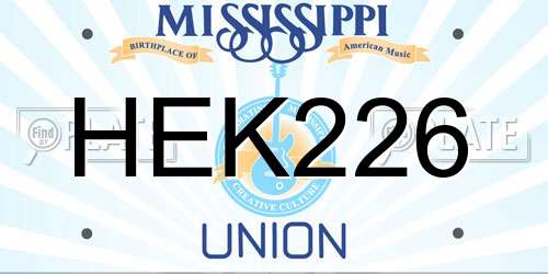 HEK226 Mississippi License Plate