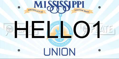 HELLO1 Mississippi License Plate