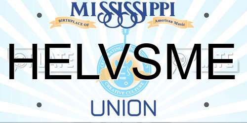 HELVSME Mississippi License Plate