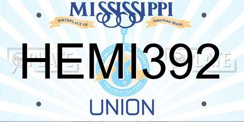 HEMI392 Mississippi License Plate