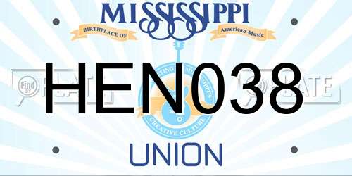 HEN038 Mississippi License Plate