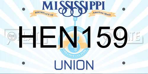 HEN159 Mississippi License Plate