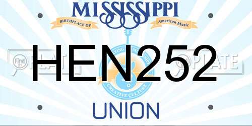 HEN252 Mississippi License Plate