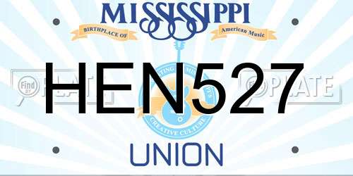HEN527 Mississippi License Plate