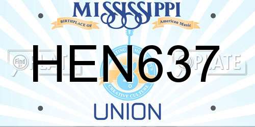 HEN637 Mississippi License Plate