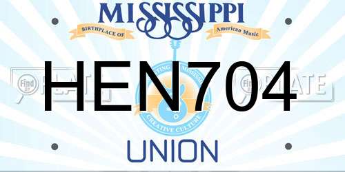 HEN704 Mississippi License Plate