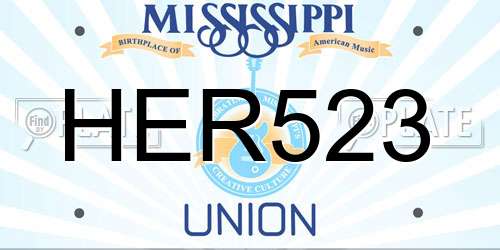 HER523 Mississippi License Plate