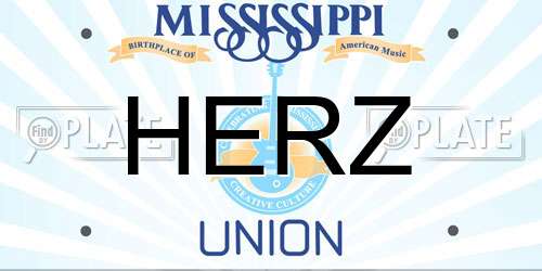 HERZ Mississippi License Plate