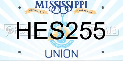 HES255 Mississippi License Plate