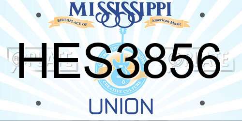 HES3856 Mississippi License Plate