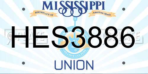 HES3886 Mississippi License Plate