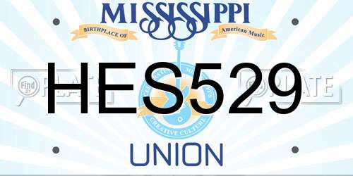 HES529 Mississippi License Plate