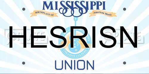 HESRISN Mississippi License Plate
